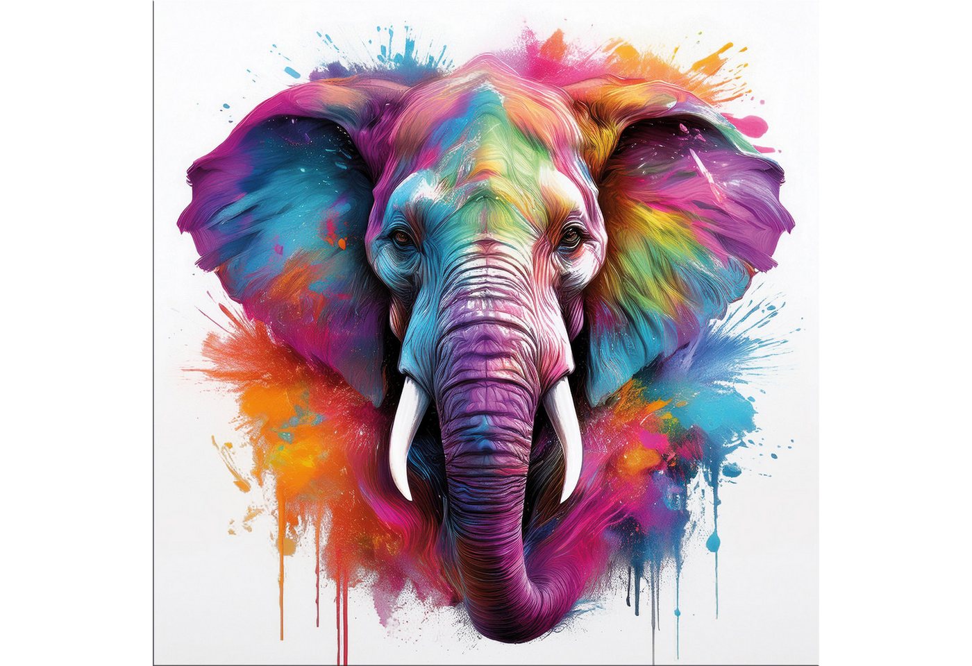 artissimo Glasbild Glasbild 50x50cm Bild aus Glas Bild bunt farbenfroh Tiere Malerei, Pop-Art-Tiere: bunter Elefant artissimo Glasbild Glasbild 50x50cm Bild aus Glas Bild bunt farbenfroh Tiere Malerei, Pop-Art-Tiere: bunter Elefant von artissimo