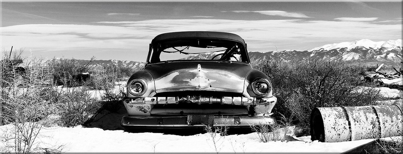 artissimo Glasbild Glasbild 80x30cm Bild aus Glas Oldtimer Auto Retro, schwarz-weiß Foto: Vintage Car artissimo Glasbild Glasbild 80x30cm Bild aus Glas Oldtimer Auto Retro, schwarz-weiß Foto: Vintage Car von artissimo