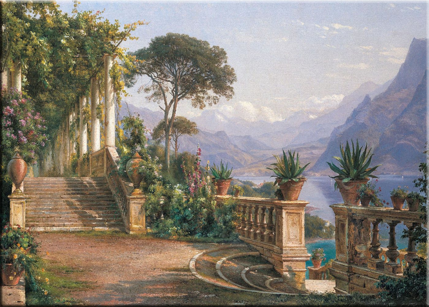 artissimo Leinwandbild Bild auf Leinwand 50x70cm Malerei Gemälde Kunst Landschaft Toskana, Carl Frederic Aagaard: Lodge on Lake Como artissimo Leinwandbild Bild auf Leinwand 50x70cm Malerei Gemälde Kunst Landschaft Toskana, Carl Frederic Aagaard: Lodge on Lake Como von artissimo