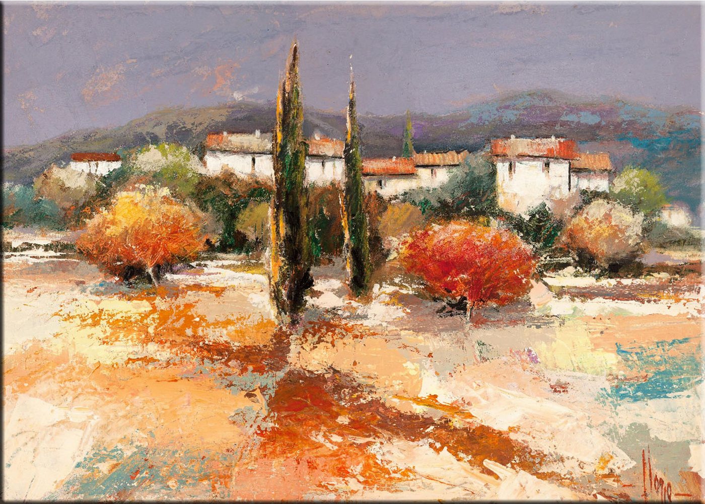 artissimo Leinwandbild Bild auf Leinwand 70x50cm Gemälde Kunst Malerei Toskana Landschaft, Luigi Florio: Borgo nel sole artissimo Leinwandbild Bild auf Leinwand 70x50cm Gemälde Kunst Malerei Toskana Landschaft, Luigi Florio: Borgo nel sole von artissimo