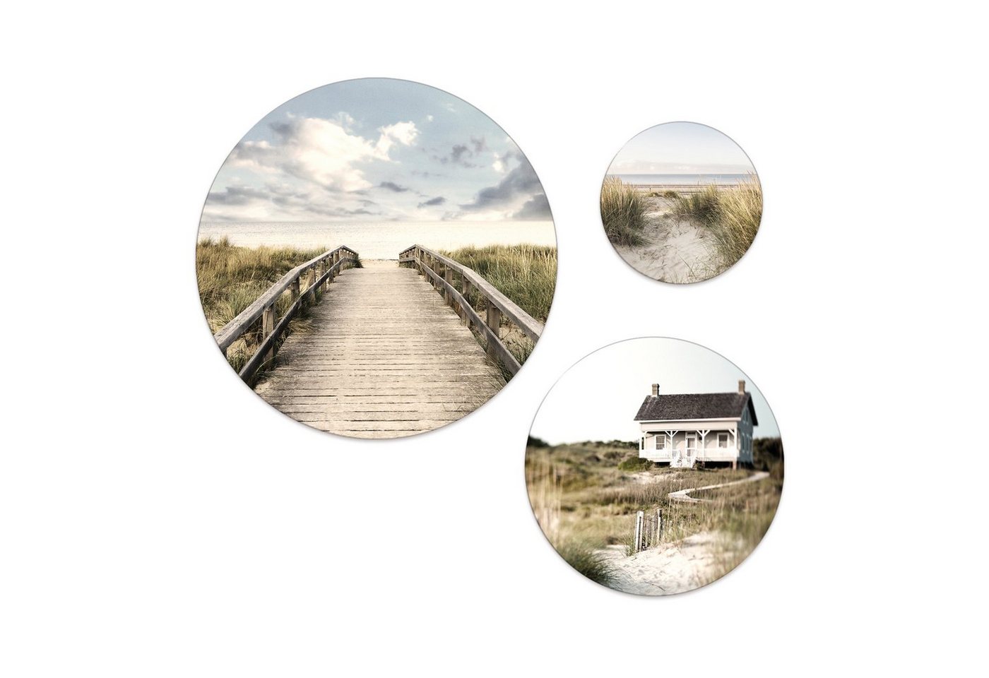 artissimo Mehrteilige Bilder mehrteiliges Bilder-Set 3 Wandbilder rund Wandkreise Strand und Meer, Meer-Landschaft: Ostsee von artissimo
