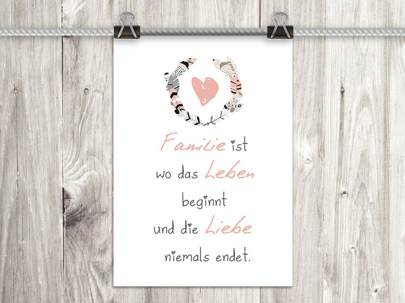 artissimo Poster Poster mit Spruch DinA4 Bild Kunstdruck Sprüche Text Familie Herz, Zitate und Sprüche: Familie von artissimo