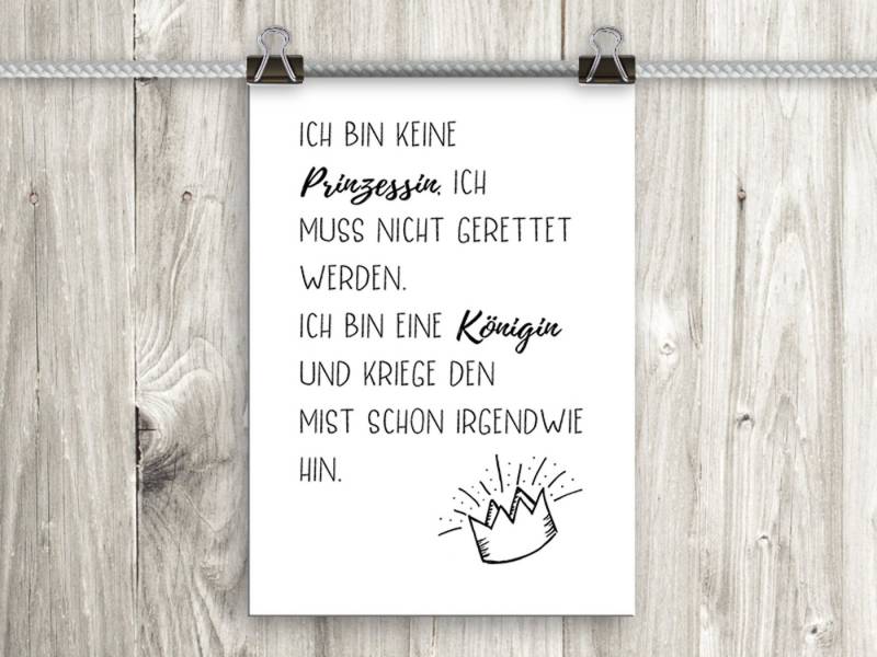 artissimo Poster Poster mit Spruch DinA4 Bild lustige Sprüche Prinzessin schwarz-weiß, lustige Zitate und Sprüche: Prinzessin von artissimo