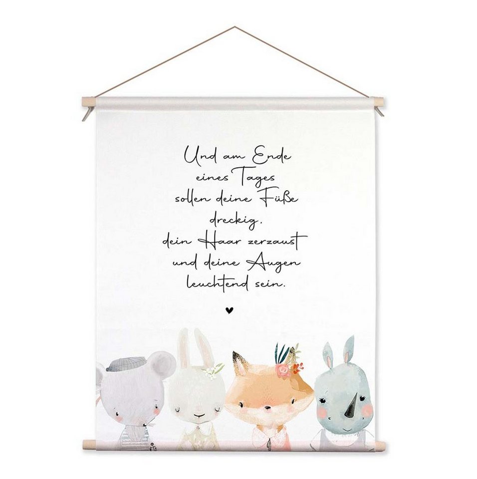 artissimo Poster Textil-Poster 40x50cm Bild mit Spruch Kinderzimmer Babyzimmer Tiere von artissimo