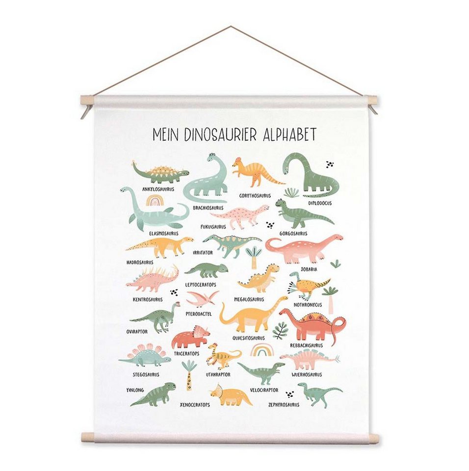 artissimo Poster Textil-Poster 40x50cm Bild Kinderzimmer Dinosaurier Alphabet Dino ABC von artissimo