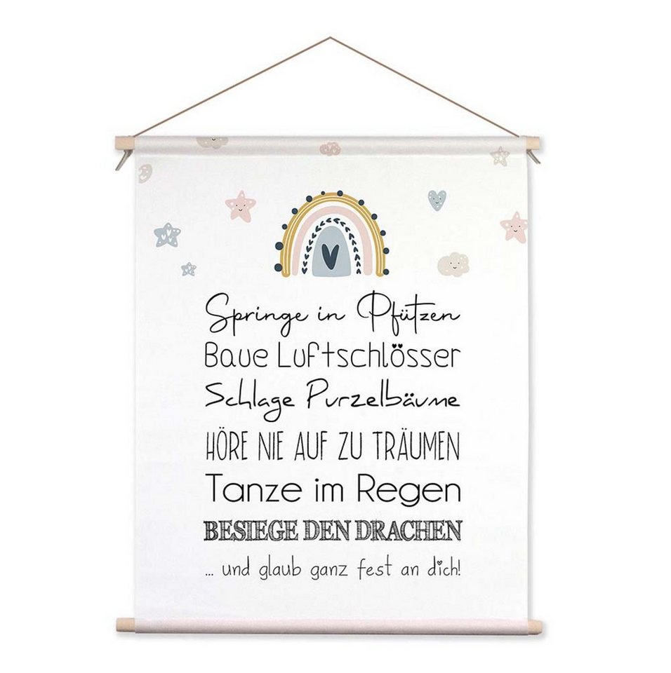 artissimo Poster Textil-Poster 40x50cm Bild Spruch Kinderzimmer Babyzimmer Regenbogen von artissimo