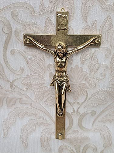 artissimo Wandkreuz Jesuskreuz Gold Messing Massiv Jesus am Kreuz 30x16cm Kruzifix Jesus Christus von artissimo