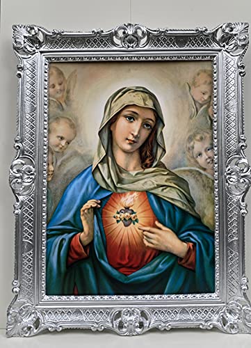 heiliges Herz von Maria Gemälde Madonna Maria Mutter gottes Madonna90x70 Wohnzimmerbild Gerahmte Gemälde Antik Wandbild von artissimo