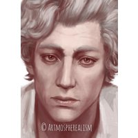 Astarion Close-Up Kunstdruck Art Print Monochrome Digitale Zeichnung Bild Baldur's Gate 3 Digital Portrait Fanart Drawing Geschenk von artmospherealism