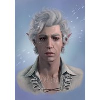 Astarion "Glow' Kunstdruck Art Print Digitale Zeichnung Portrait Gemälde Baldur's Gate 3 Digital Portrait Fan Drawing von artmospherealism