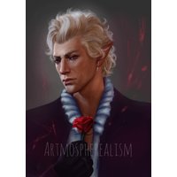 Astarion "Red Rose' Two Versions Available Kunstdruck Art Print Digitale Zeichnung Portrait Gemälde Baldur's Gate 3 von artmospherealism
