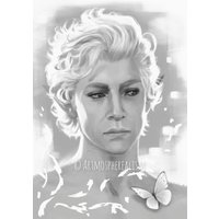 Astarion "Schmetterling' Kunstdruck Art Print Digitale Zeichnung Black/White Baldur's Gate 3 Digital Portrait Fanart Drawing von artmospherealism