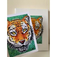 Tiger Gesicht Kunstdruck, 13x18cm Acrylfarben Reproduktion von artparangie