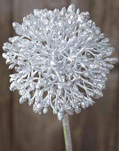 artplants.de Allium Kunstblume Hella, Glitzer, Silber, 45cm - Zierlauch Künstlich/Kunst Allium von artplants.de