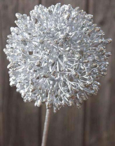 artplants.de Allium Kunstblume Hella, Glitzer, Silber, 80cm - Zierlauch Künstlich/Kunst Allium von artplants.de