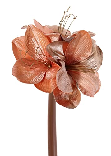 artplants.de Amaryllis künstlich Kirsty, lachs, 70cm, Ø9cm - Amaryllis Kunstblume von artplants