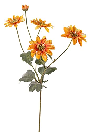 artplants.de Chrysantheme künstlich INDALI, orange-gelb, 65cm, Ø6,5-8cm - Chrysanthemen Kunstblumen von artplants