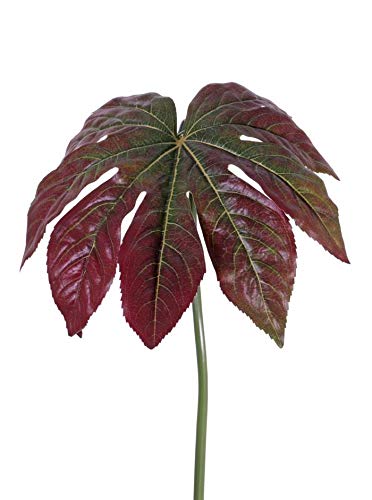 artplants.de Deko Blatt Aralia IMANA, rot - grün, 80cm - Kunstpflanze/Kunstblatt von artplants.de