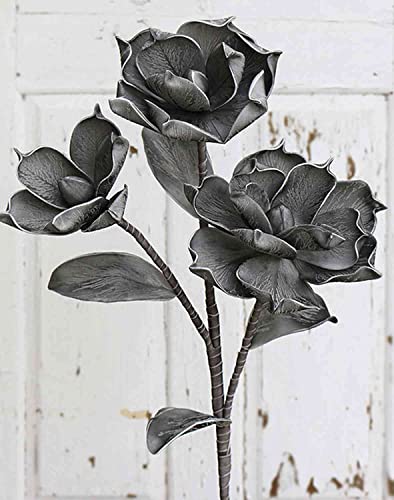 artplants.de Deko Kamelien Zweig Rania, schwarz, 95cm, Ø20cm - Kunst Kamelien Zweig von artplants