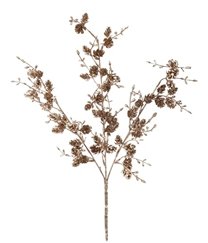 artplants.de Deko Pinienzweig EMERIC mit Zapfen, Gold, 45cm - Kunststoff Zweig von artplants