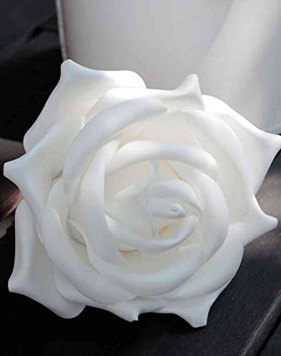artplants.de Deko Rose Regine, weiß, 30cm, Ø16cm - Künstliche Rose von artplants