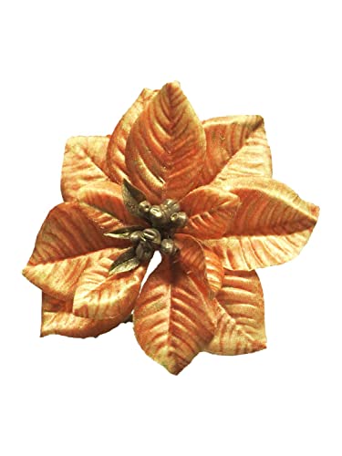 artplants.de Dekoblüte Poinsettia FEIMEI, orange-Gold, Ø11 cm - Kunst Blüte von artplants