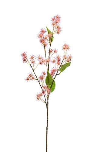 artplants.de Dekozweig Wunderbaum GROBAS mit Blüten, rosa, 80cm - Rizinus Zweig künstlich/Seidenpflanze von artplants