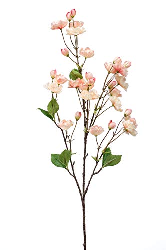 artplants.de Dekozweig Zierkirsche Akemi mit Blüten, lachs, 90cm - Künstlicher Blütenzweig/Kirschbaum Deko Zweig von artplants