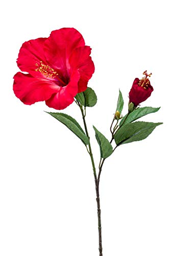 artplants.de Hibiskus Kunstblume OAHU mit Blüten, rot, 65cm - Hibiskus künstlich/Hibiscus Zimmerpflanze Deko von artplants