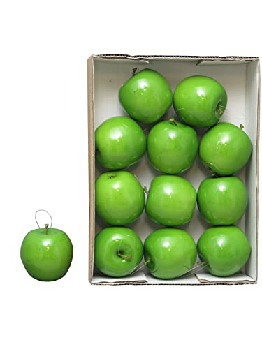 artplants.de Künstliche Äpfel WENHENG, 12 Stück, glänzend-hellgrün, Ø8 cm - Kunst Früchte von artplants