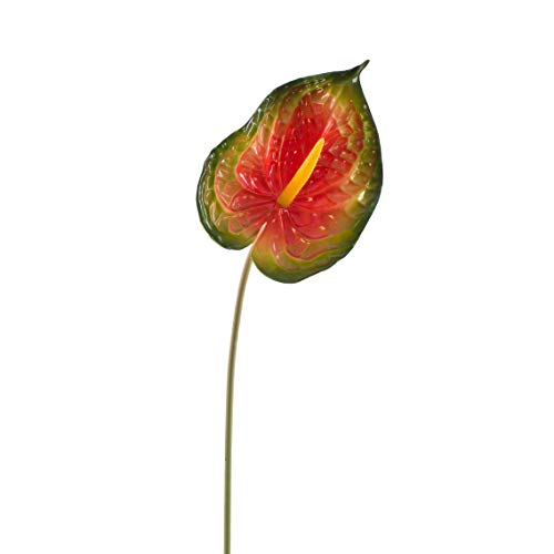 artplants.de Künstliche Anthurium, grün-rot, 75cm, 14x18cm - Seidenblume - Textilblume von artplants.de