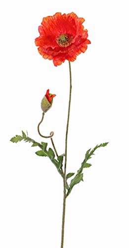 artplants.de Künstliche Blume Mohnblume LIENTJE, rot - orange, 65cm, Ø 12cm von artplants