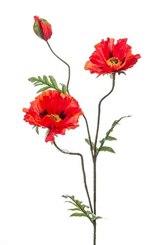 artplants.de Künstliche Blume Mohnblume Lopez, rot, 90cm - Deko Mohnblume von artplants