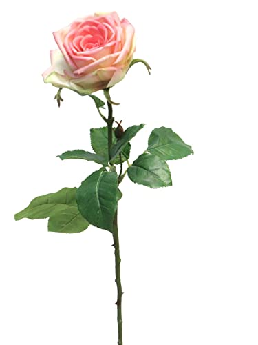 artplants.de Künstliche Blume Rose JIANHUA, rosa-grün, 70 cm - Künstliche Stielblume von artplants.de