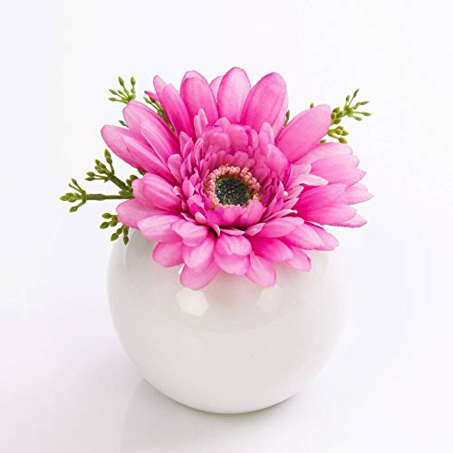 artplants.de Künstliche Gerbera IMINA im Keramiktopf, rosa - lila, 12cm, Ø 15cm - Kunstblume - künstliche Blumen von artplants