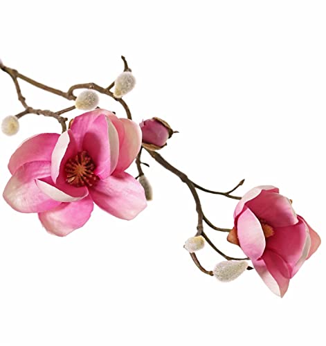artplants.de Künstliche Magnolie Kostas, rosa-pink, 55cm, Ø5-8cm - Seidenblume Magnolie von artplants