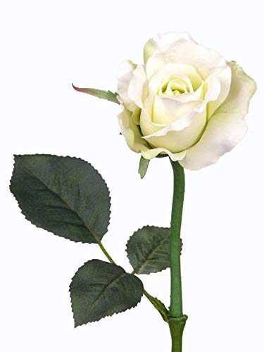 artplants.de Künstliche Mini Rose Elli, Blätter, Creme - rosa, 30cm, Ø 6cm - Kunstrose - Textilblume von artplants