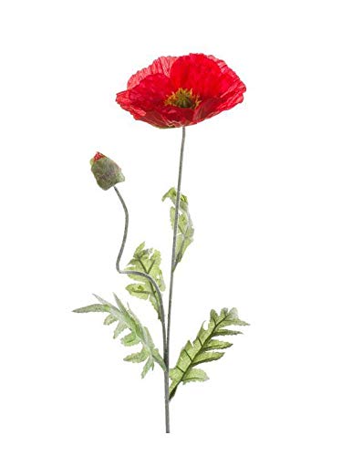 artplants.de Künstliche Mohnblume, rot, 70cm - Kunstblume von artplants