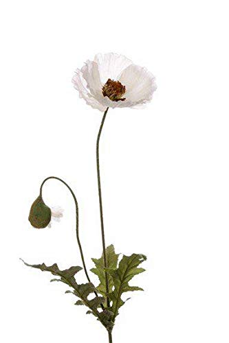 artplants.de Künstliche Mohnblume, weiß, 65cm, Ø 8cm - Kunstblume von artplants
