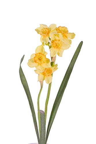 artplants.de Künstliche Narzisse Neela, 5 Blüten, 2 Knospen, gelb, Deluxe, 50cm - Kunst Osterglock - Kunstblume von artplants