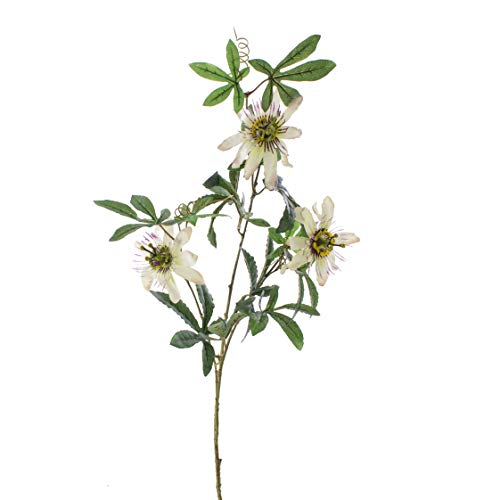artplants.de Künstliche Passionsblume Shari, 3 Blüten, weiß - lila, 100cm - Kunstblume - Dekoblume von artplants.de