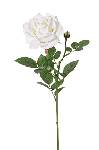 artplants.de Künstliche Rose Janine, weiß, Deluxe, 70cm, Ø 12cm - Künstliche Blume - Deko Rose von artplants