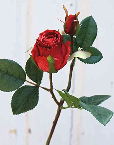 artplants.de Künstliche Rose Renesmee, rot, 45cm, Ø6cm - Kunst Rose von artplants