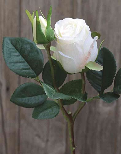 artplants.de Künstliche Rose Renesmee, weiß, 45cm, Ø6cm - Kunst Rose von artplants
