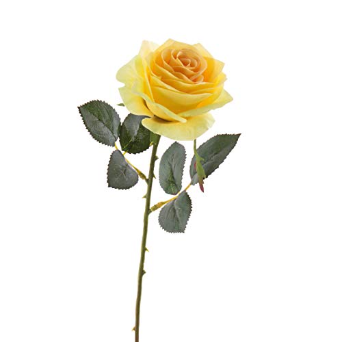 artplants.de Künstliche Rose Simony, gelb, Textil, 45cm, Ø 8cm - Kunstblume von artplants