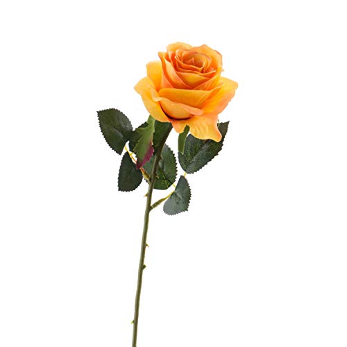 artplants.de Künstliche Rose Simony, gelb - orange, Textil, 45cm, Ø 8cm - Kunstblume von artplants