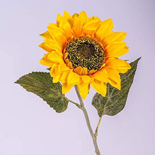artplants.de Künstliche Sonnenblume, gelb - orange, Ø 13cm, 63cm - Deko Blumen - gelbe Kunstblume von artplants.de