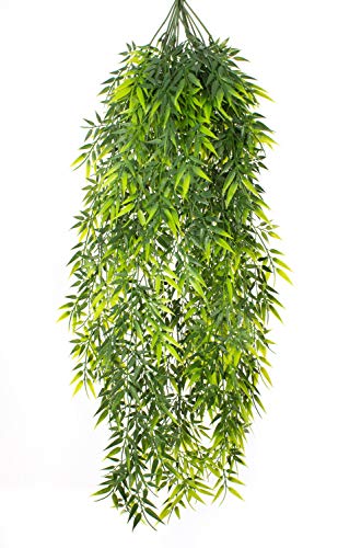 artplants.de Künstlicher Bambusblatt Hänger Shiro, 195 Blattstränge, grün, 85cm - Kunst Bambusranke von artplants