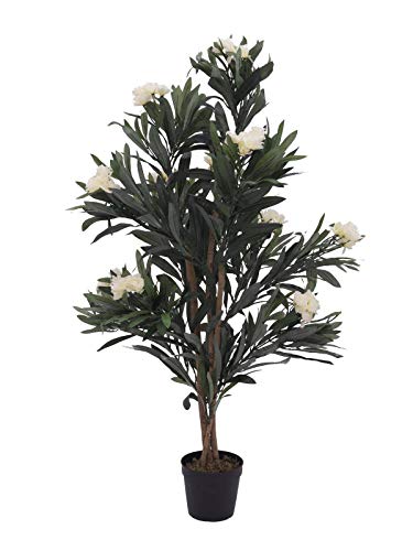 artplants.de Künstlicher Oleander MINOU, weiß, 120cm - Kunstbaum - Deko Baum von artplants.de