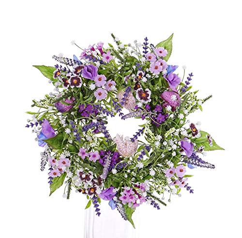 artplants.de Künstlicher Sommerkranz Fedora, Lavendel, Lathyrus, lila, Ø 30cm - Türkranz - Tischkranz von artplants